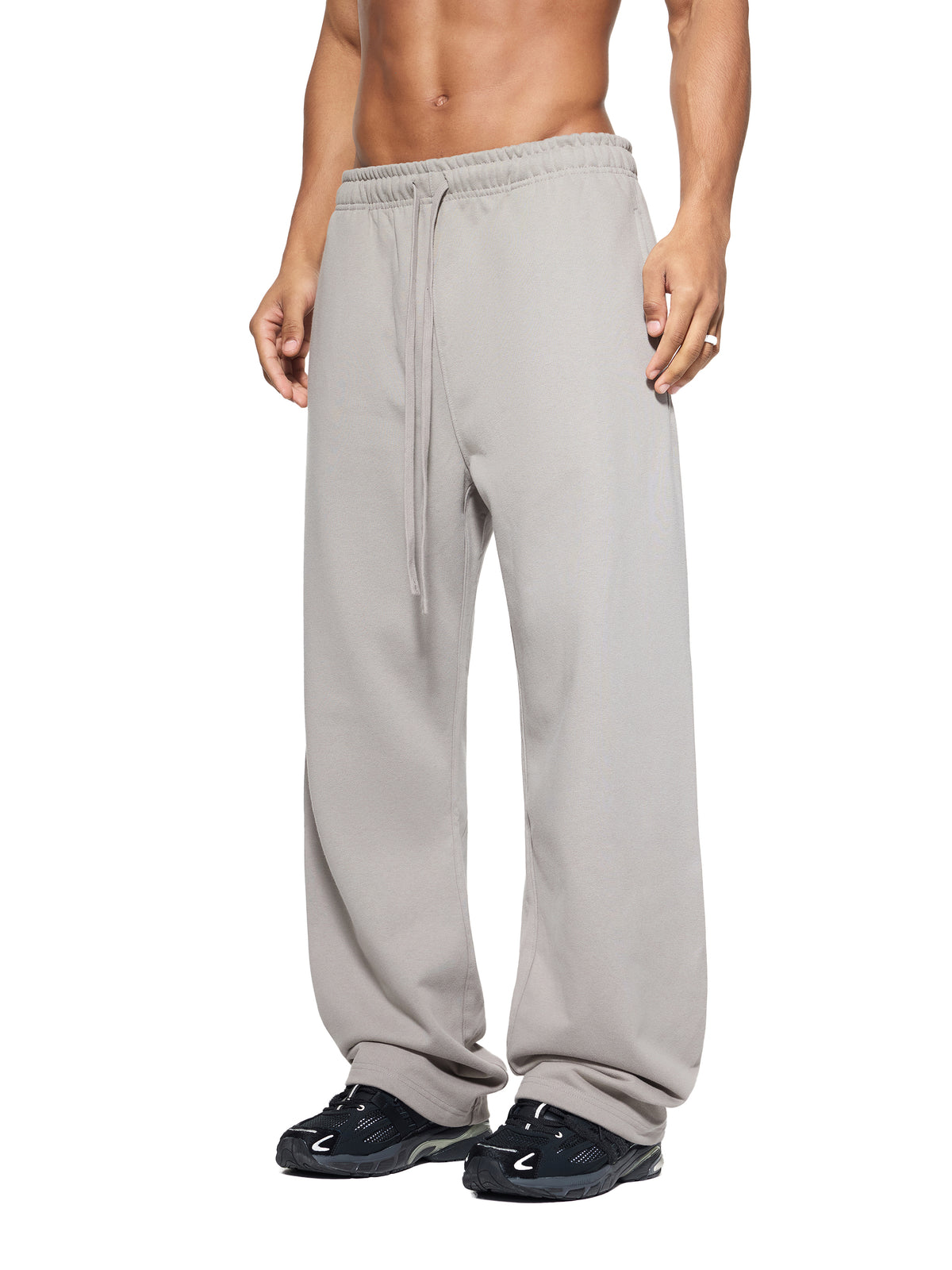Solid Color Straight-Leg Sweatpants