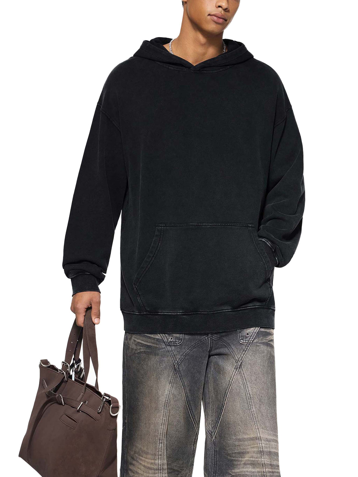 Snow Washed Loose Cotton Hoodie