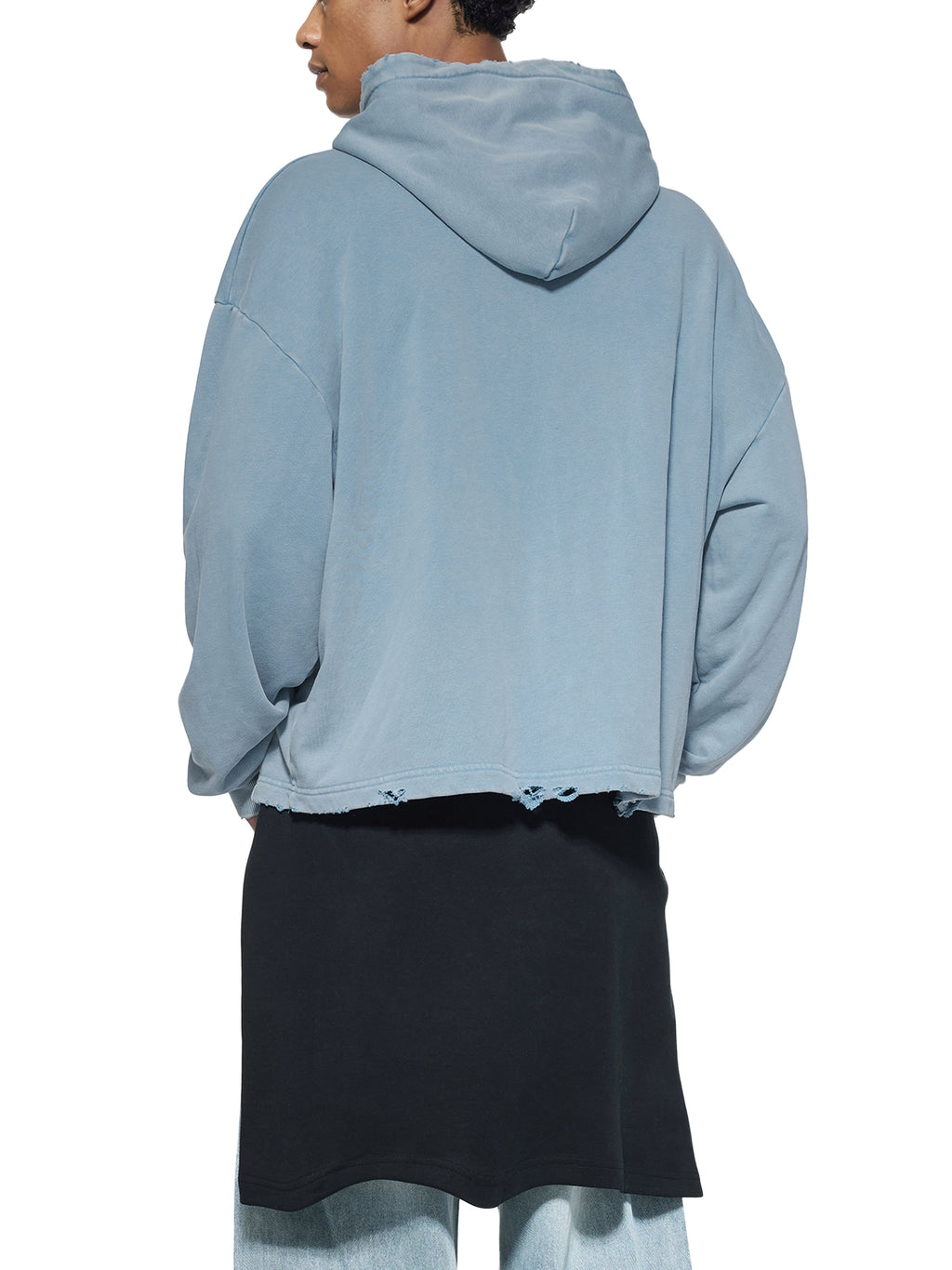 Vintage Washed Frayed-Hem Hoodie