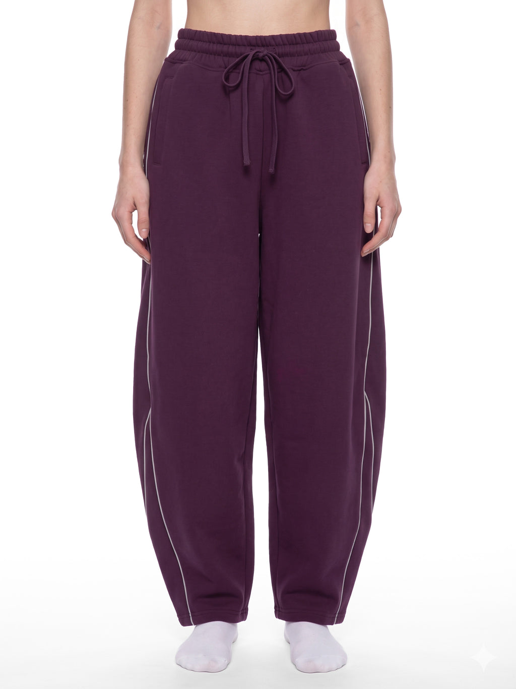Unisex Piping Fleece Barrel Leg Sweatpants